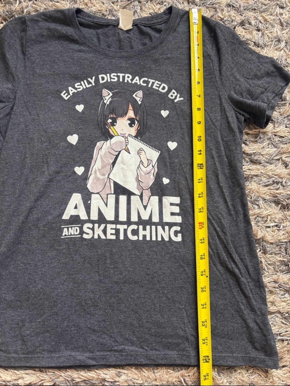 Easily Distracted by Anime and Sketching Graphic Tee - Dark Gray Women’s M - Picture 3 of 6